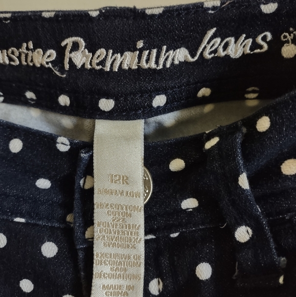 Big Girls Justice Premium Jeans Simply Low Polka Dot Black Size 12r like new - Picture 5 of 5